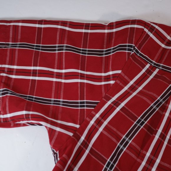 Mens Red Retreat Short Sleeved Plaid Striped Button Front Shirt Size M Medium - Picture 8 of 10